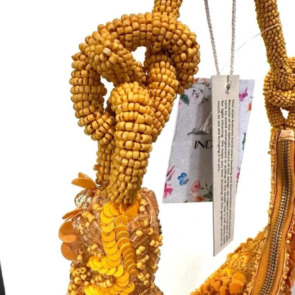TJ Maxx Marshall’s viral orange Pearl floral Beaded bead Shoulder Bag sequins - Picture 8 of 8